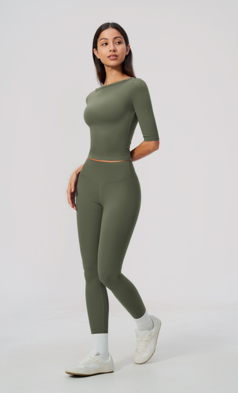 Taylor Boat Neck High Waisted Leggings Workout Set