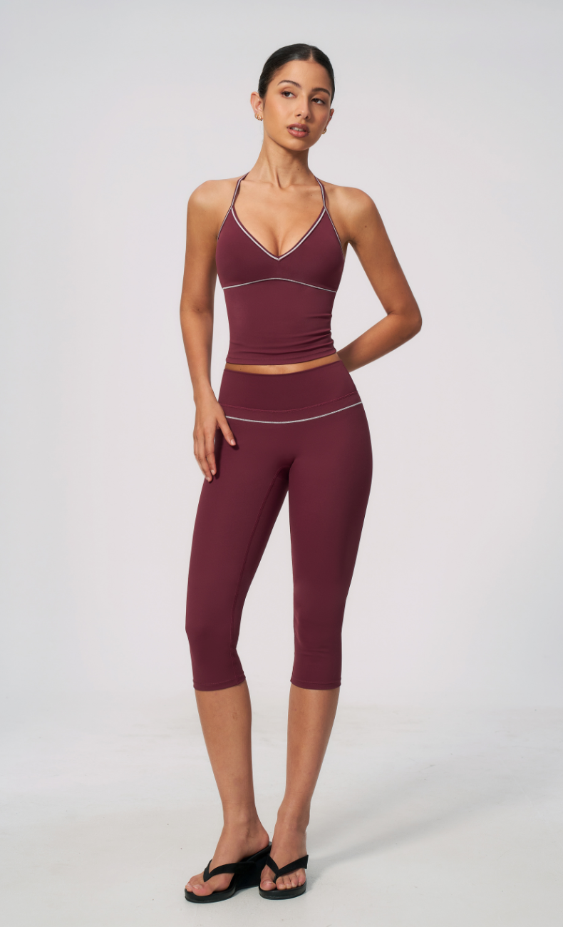 Arielle V-Neck Cami High Waist Capri Workout Set