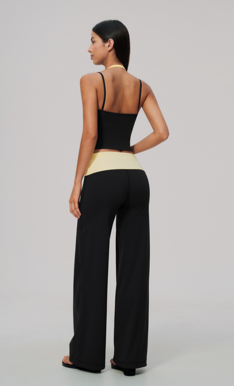 Tessa Contrast Foldover Wide Leg Workout Set