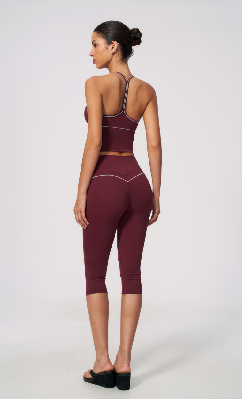 Arielle V-Neck Cami High Waist Capri Workout Set