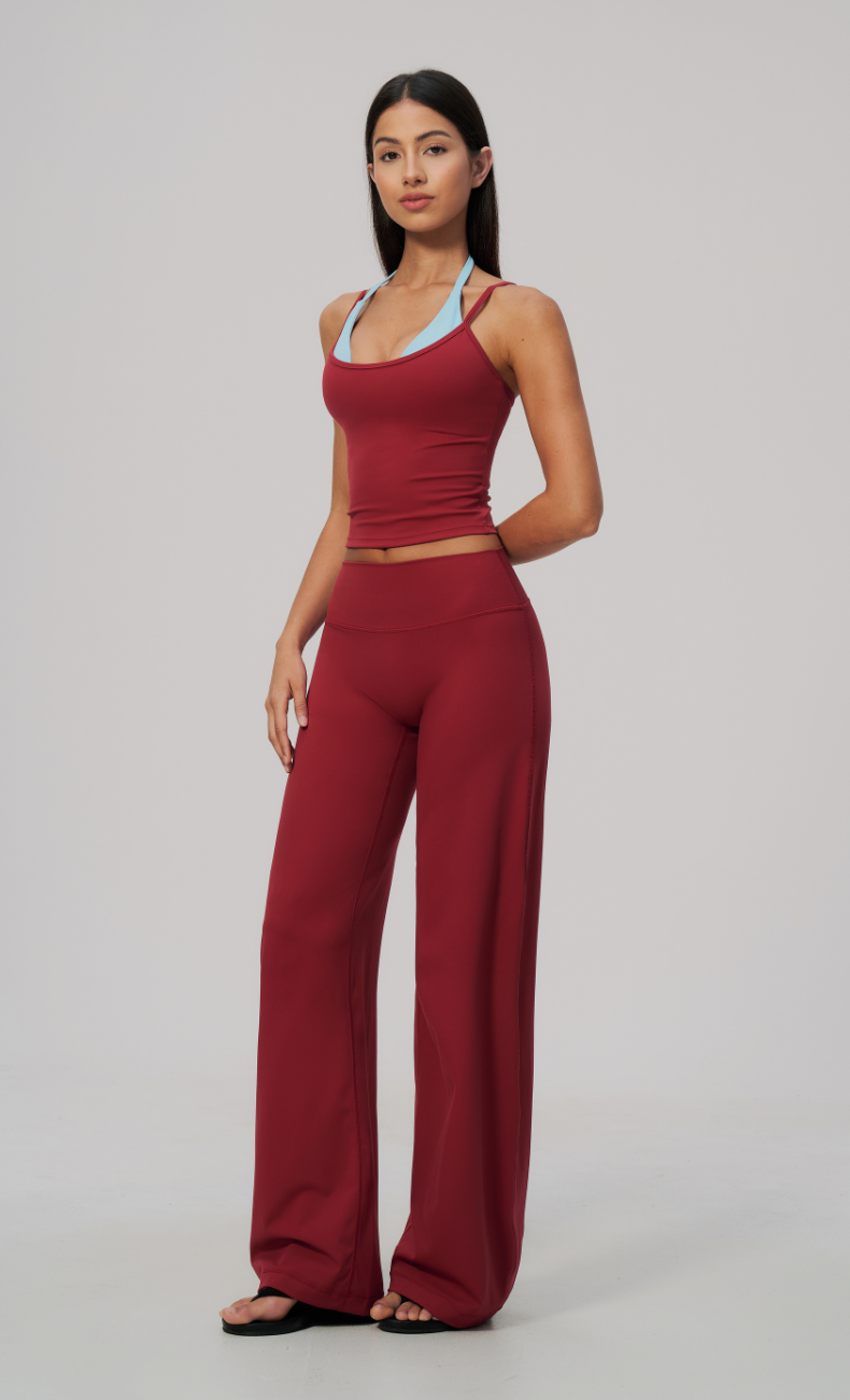 Tessa Layered Halter Wide Leg Workout Set