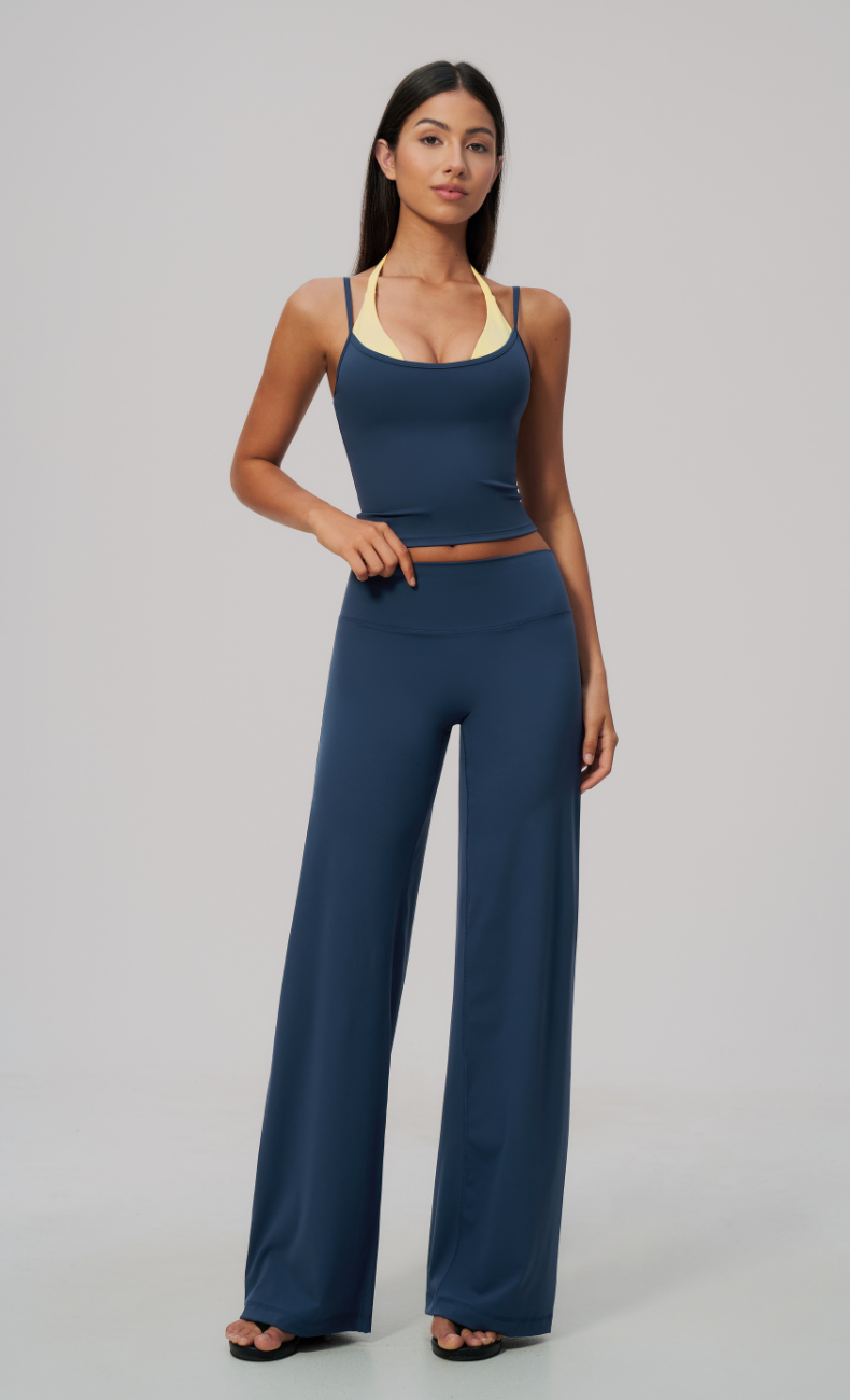 Tessa Layered Halter Wide Leg Workout Set