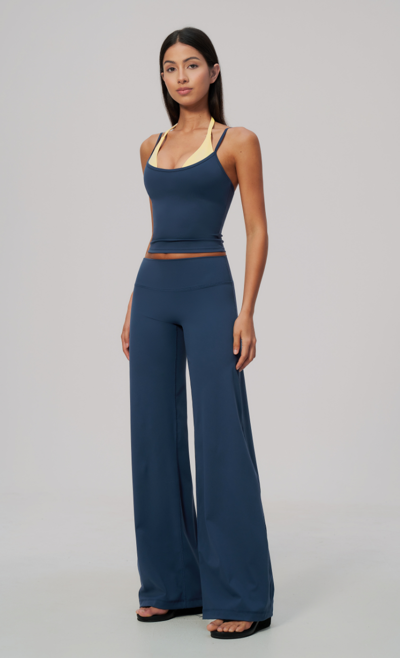Tessa Layered Halter Wide Leg Workout Set