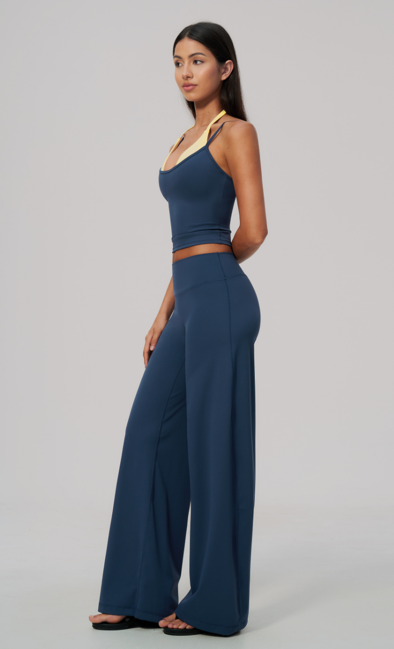 Tessa Layered Halter Wide Leg Workout Set