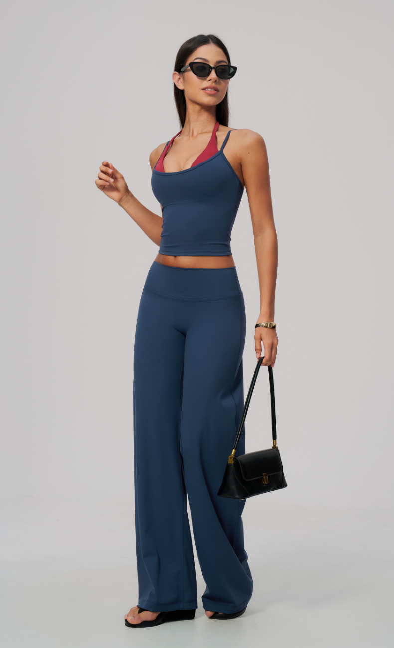 Tessa Layered Halter Wide Leg Workout Set