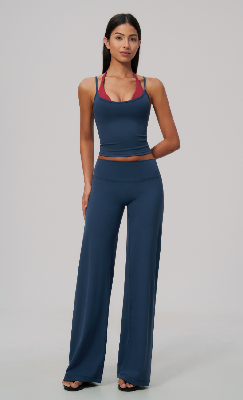 Tessa Layered Halter Wide Leg Workout Set