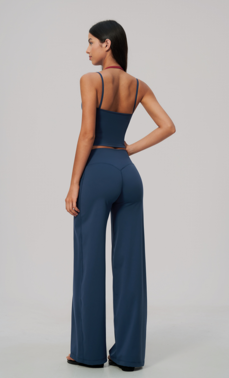 Tessa Layered Halter Wide Leg Workout Set