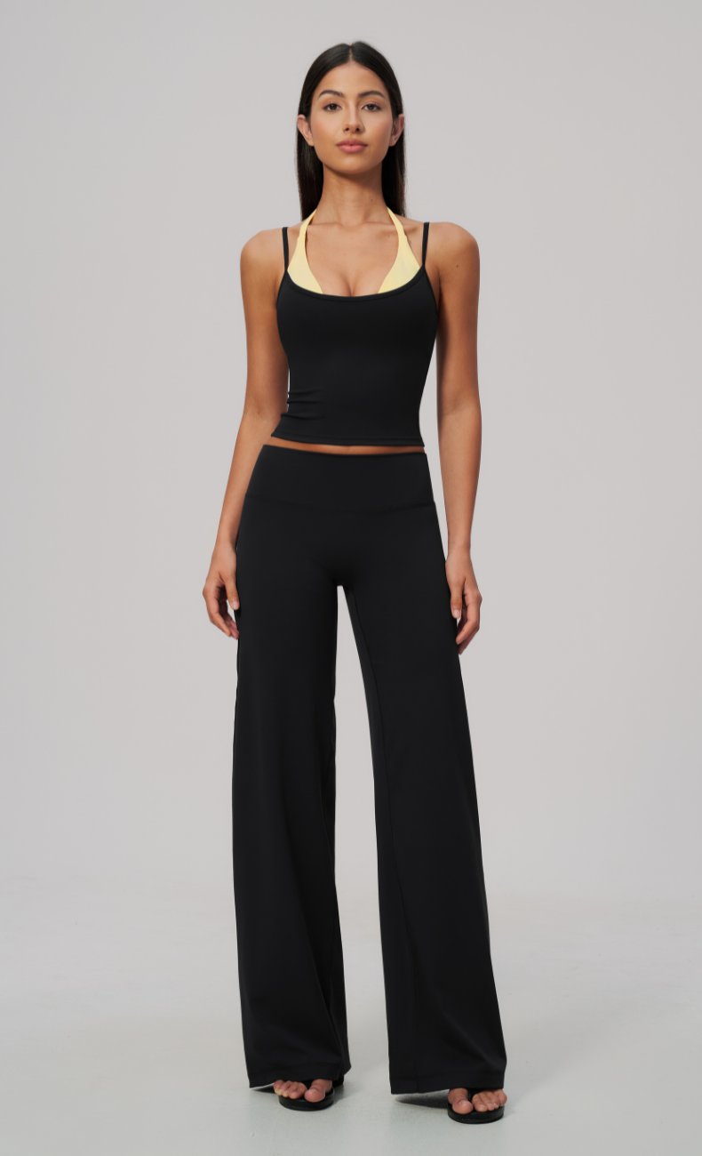 Tessa Layered Halter Wide Leg Workout Set