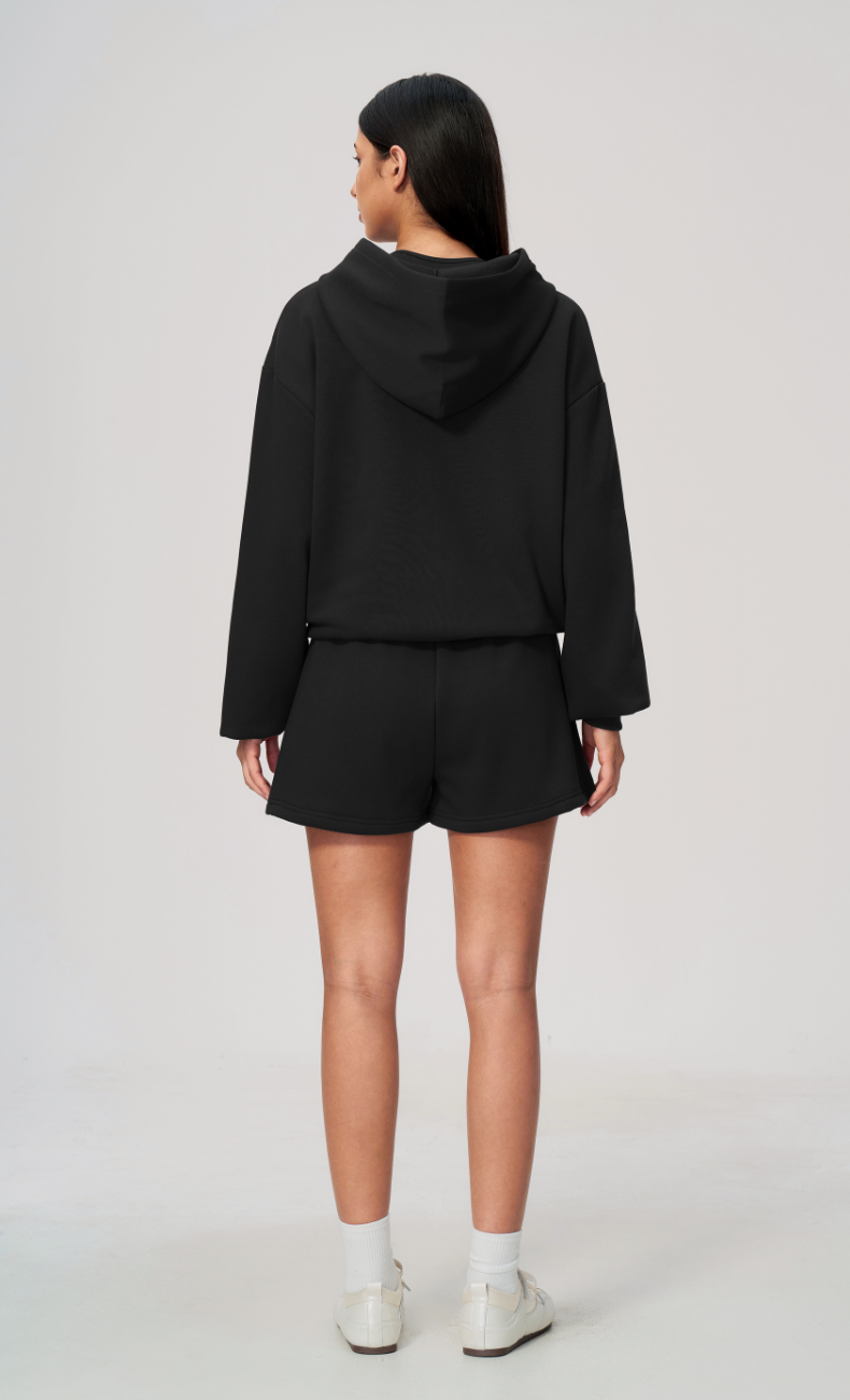 Hailey Cotton Blend Zip-Up Hoodie & Sweat Shorts Set