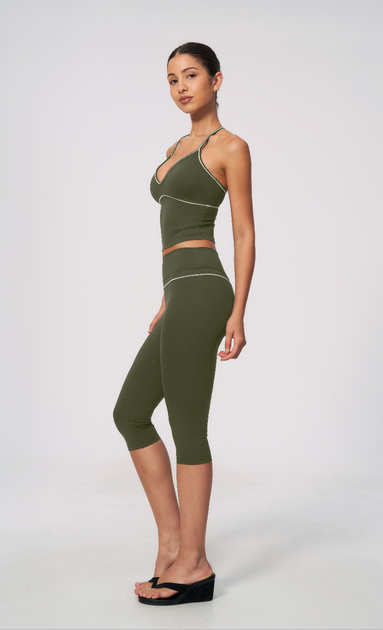 Arielle V-Neck Cami High Waist Capri Workout Set