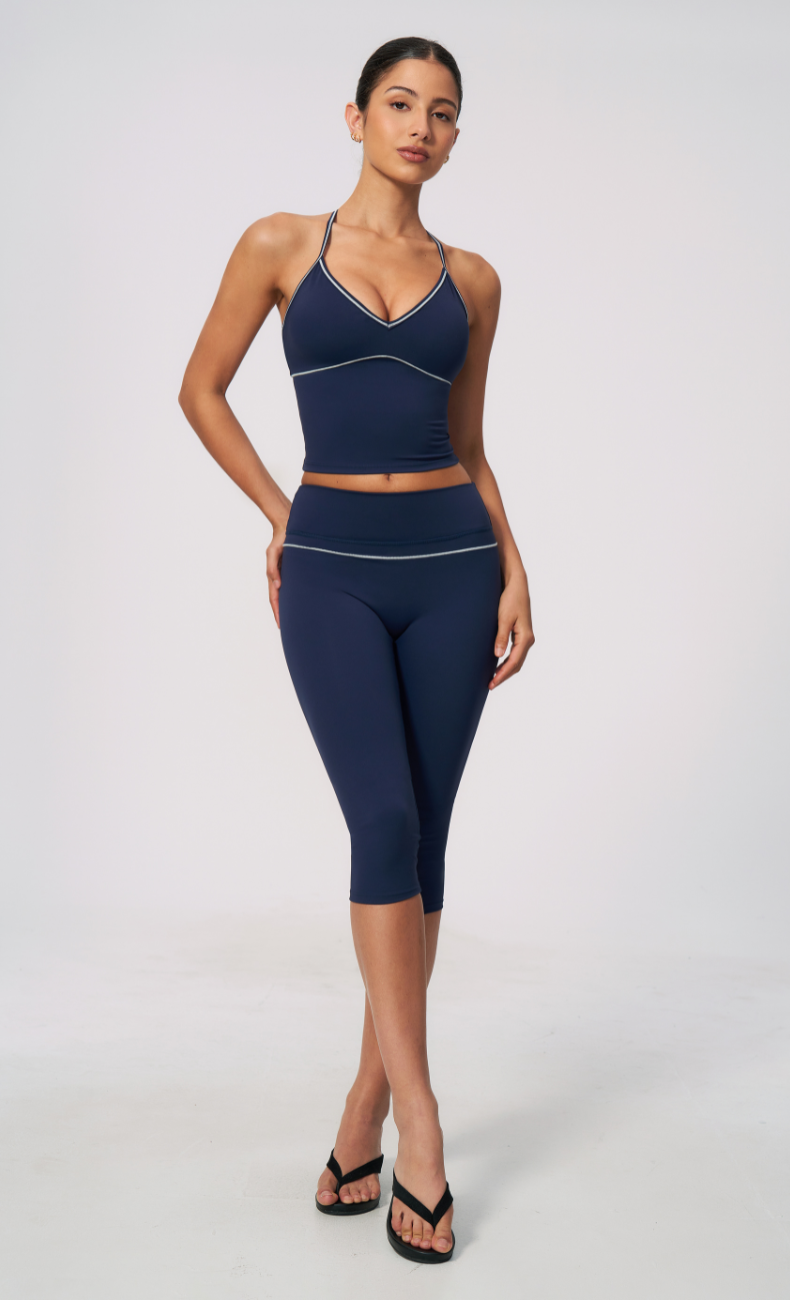 Arielle V-Neck Cami High Waist Capri Workout Set