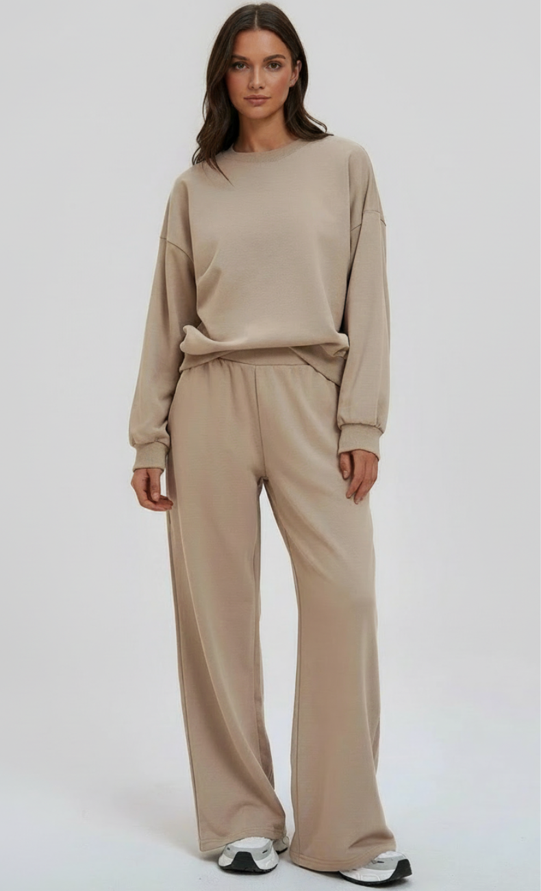 Kenna Cotton Sweatshirt & Relaxed Wide-Leg Pant Set