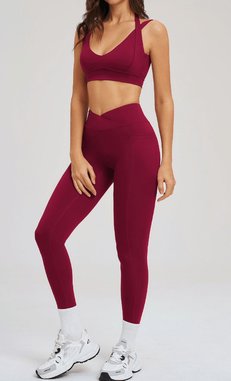 WOO YOGA Matching Sets Elena Seamless Open Back Tummy Control Yoga Set 