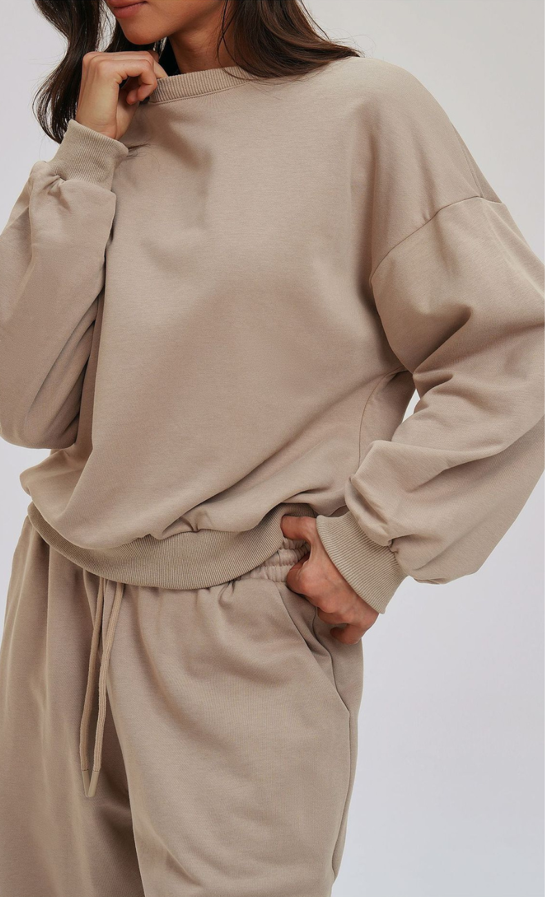 Kenna Cotton Sweatshirt & Relaxed Wide-Leg Pant Set