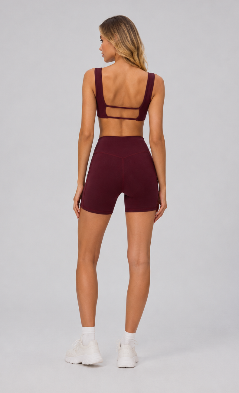 Avery Sculpt Square Neck Biker Shorts Set