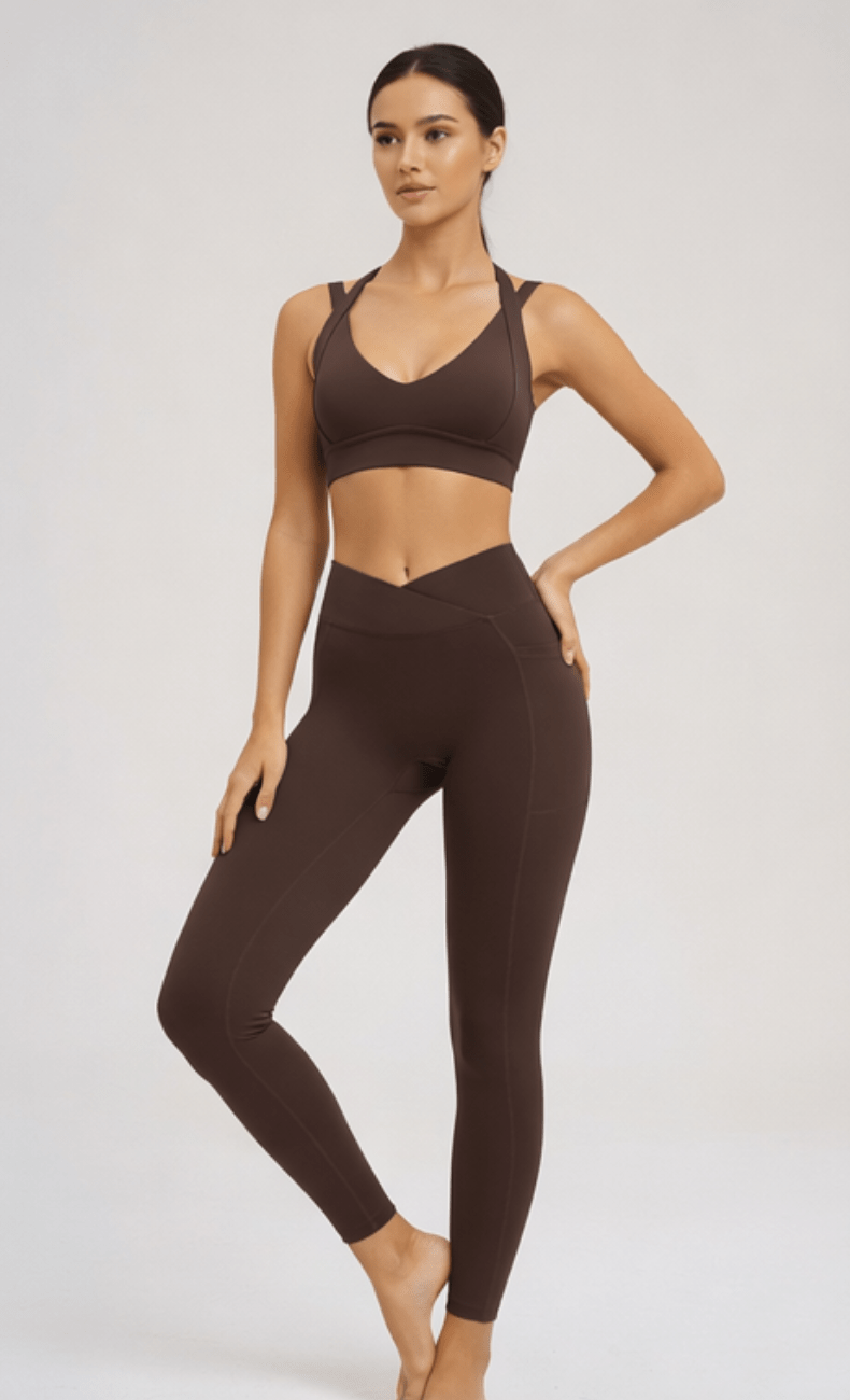 WOO YOGA Matching Sets Elena Seamless Open Back Tummy Control Yoga Set 