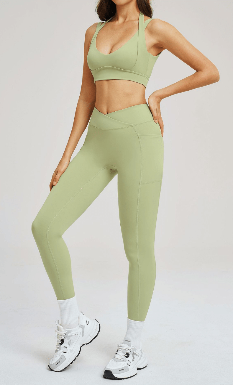 WOO YOGA Matching Sets Elena Seamless Open Back Tummy Control Yoga Set 