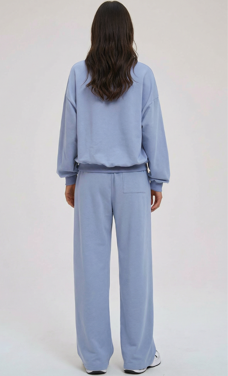 Kenna Cotton Sweatshirt & Relaxed Wide-Leg Pant Set