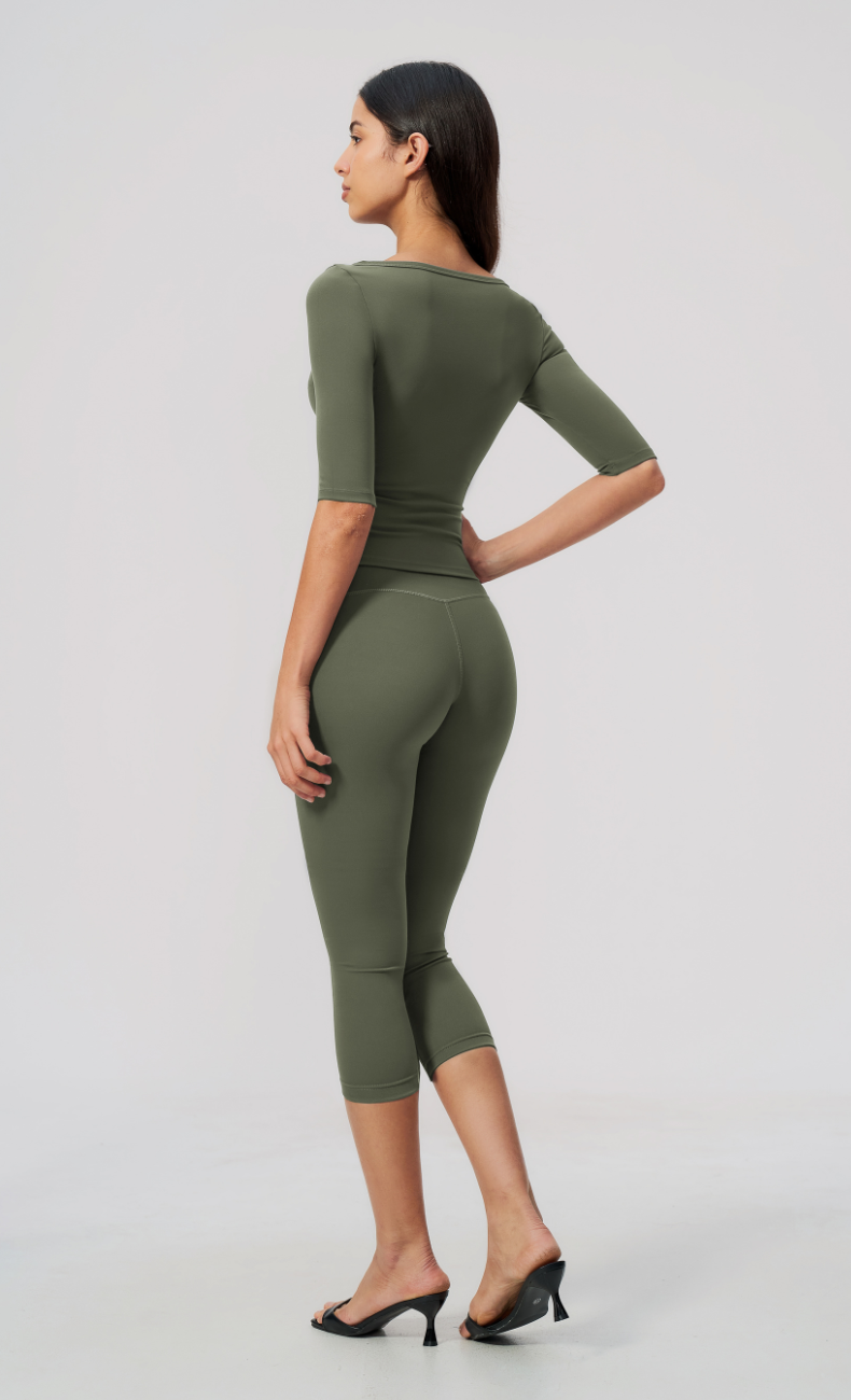Taylor Boat Neck High Waisted Capri Workout Set