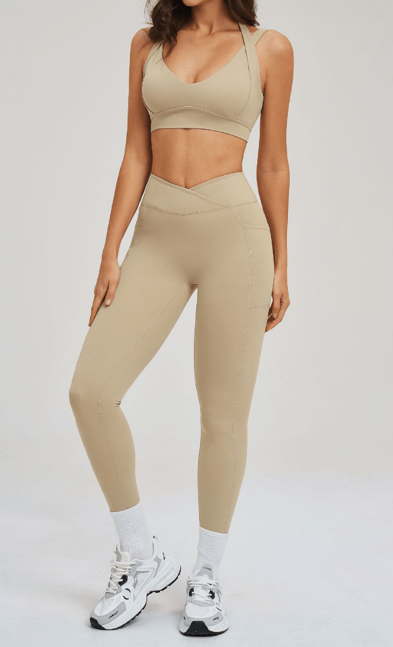 WOO YOGA Matching Sets Elena Seamless Open Back Tummy Control Yoga Set 