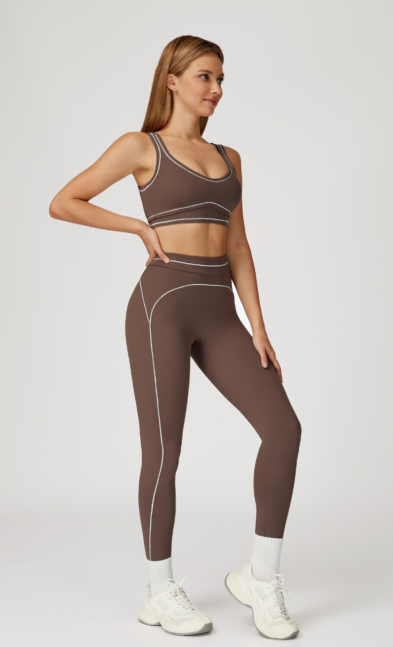 Alexis Open Back Contrast Trim Activewear Set