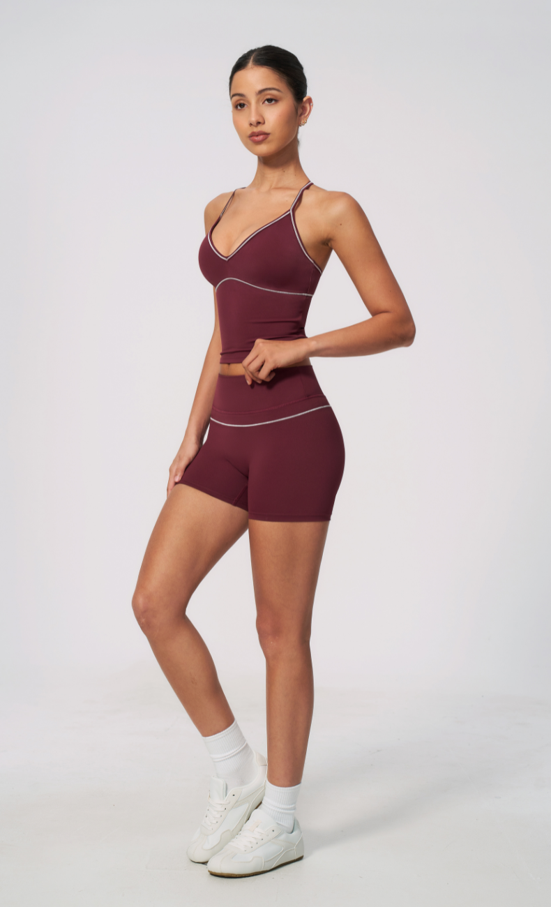 Arielle V-Neck Cami High Waist Shorts Workout Set