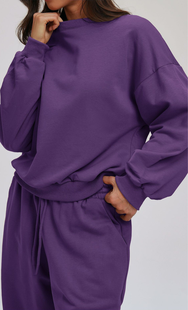 Kenna Cotton Sweatshirt & Relaxed Wide-Leg Pant Set