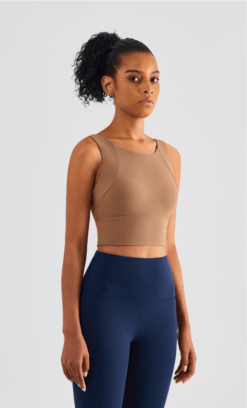 WOO YOGA Sports Bras Heather High Impact Built-in Bra Tank 