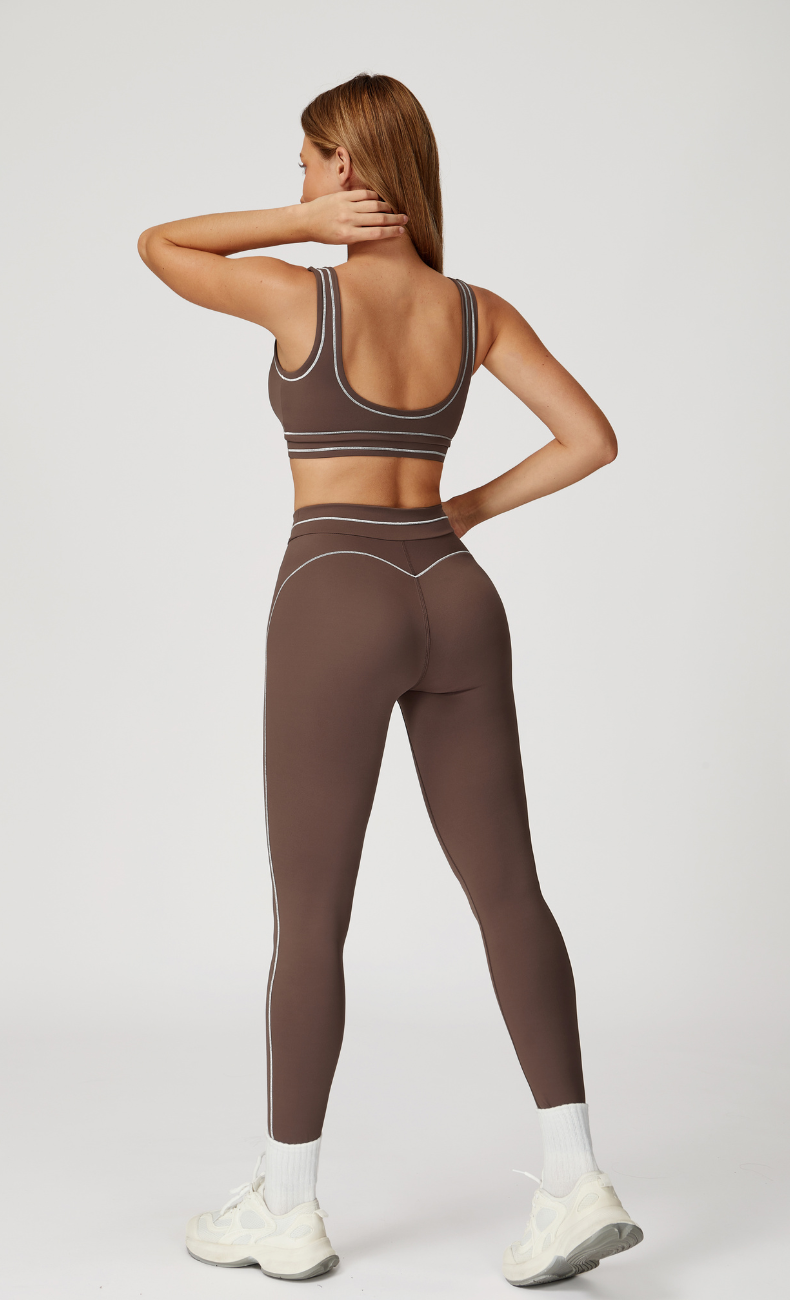 Alexis Open Back Contrast Trim Activewear Set