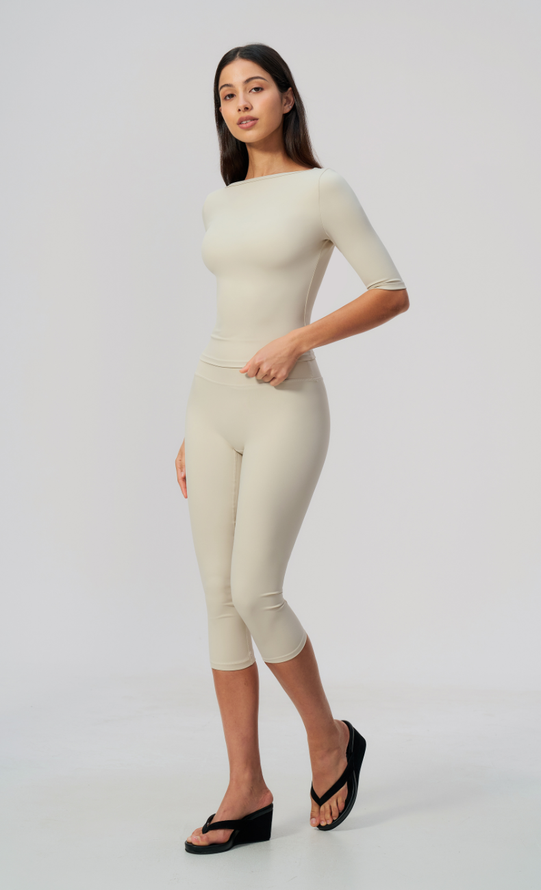 Taylor Boat Neck High Waisted Capri Workout Set