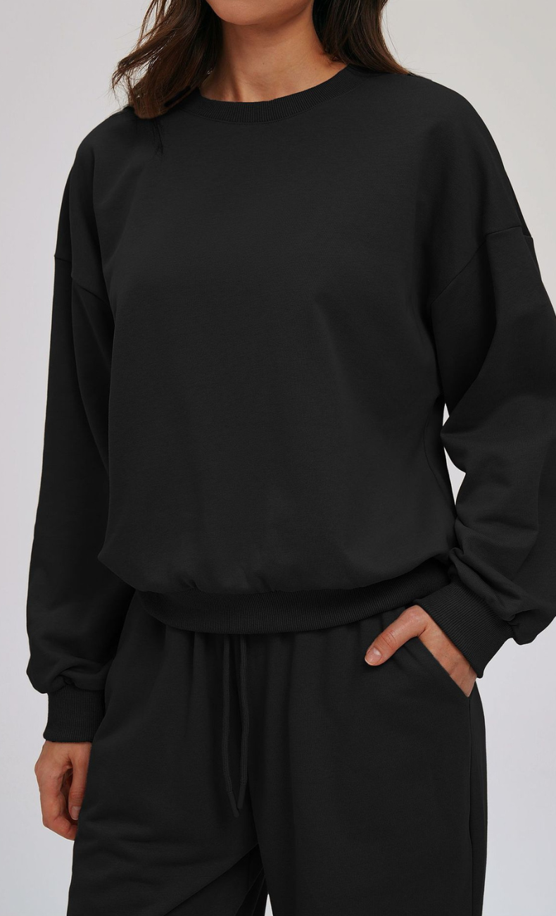 Kenna Cotton Sweatshirt & Relaxed Wide-Leg Pant Set