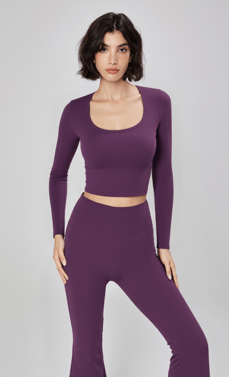 WOO YOGA Tops & Tees Elena Seamless Slim Fit Cropped Long Sleeve 