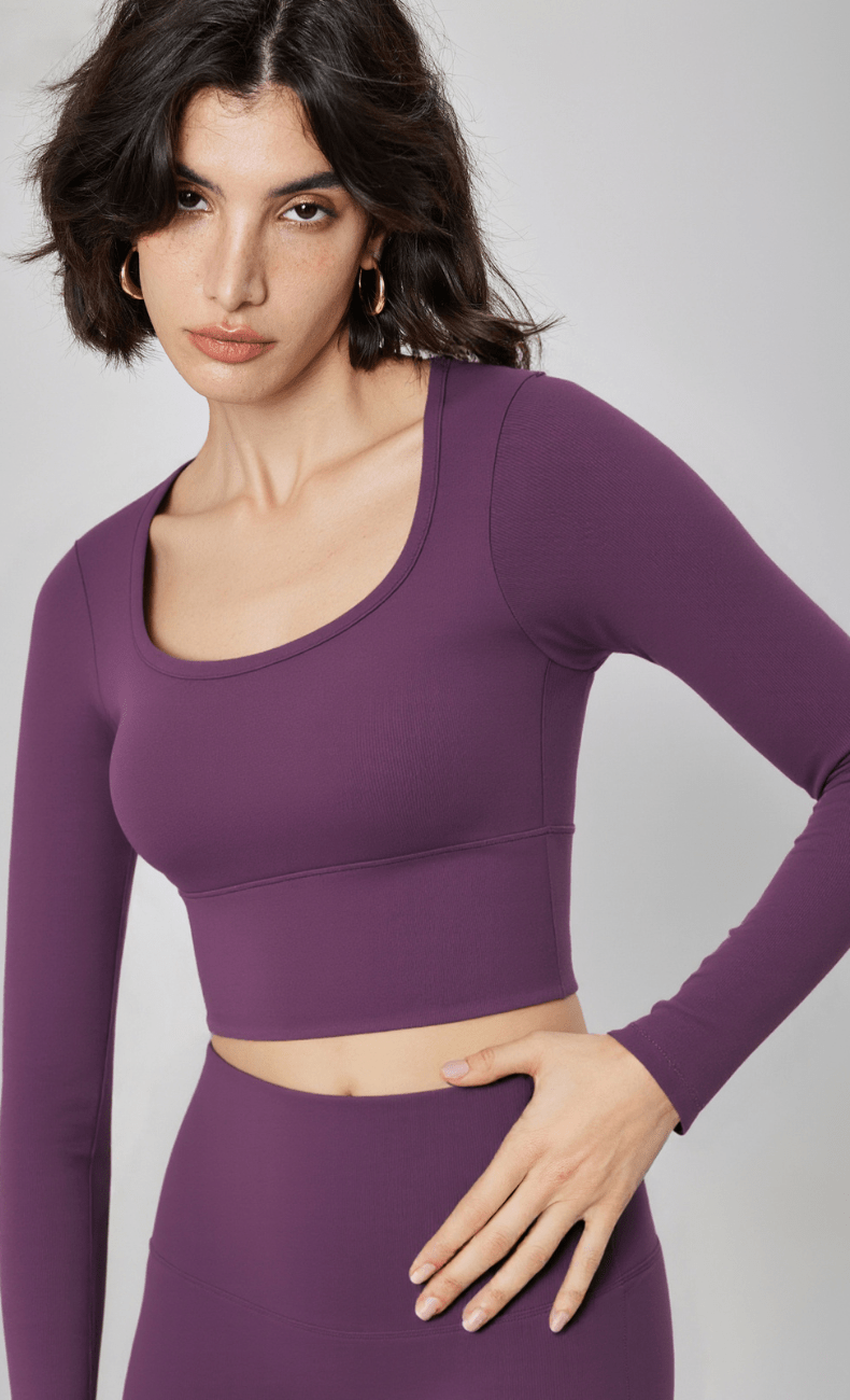 WOO YOGA Tops & Tees Elena Seamless Slim Fit Cropped Long Sleeve 