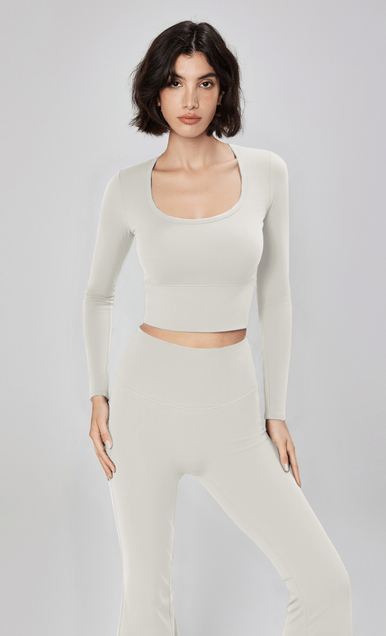 WOO YOGA Tops & Tees Elena Seamless Slim Fit Cropped Long Sleeve 