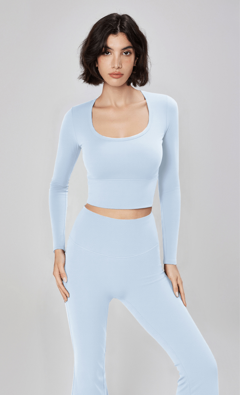 WOO YOGA Tops & Tees Elena Seamless Slim Fit Cropped Long Sleeve 
