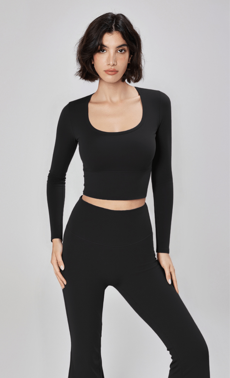 WOO YOGA Tops & Tees Elena Seamless Slim Fit Cropped Long Sleeve 