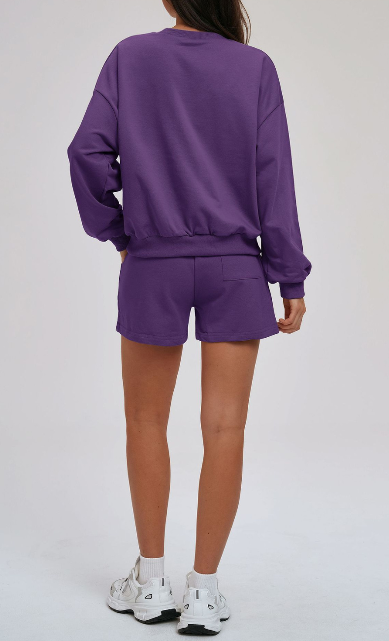 Kenna Cotton Sweatshirt & Relaxed Shorts Set