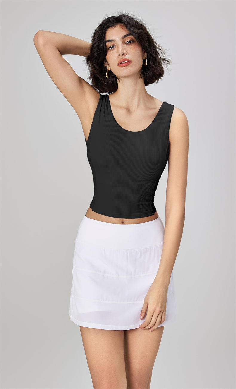 WOO YOGA Tops & Tees Selena Ribbed Open Back Tank Top 