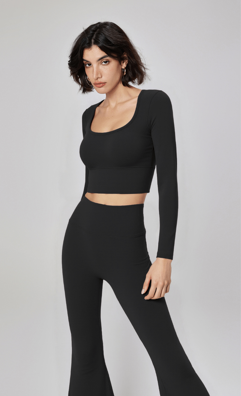 WOO YOGA Tops & Tees Elena Seamless Slim Fit Cropped Long Sleeve 