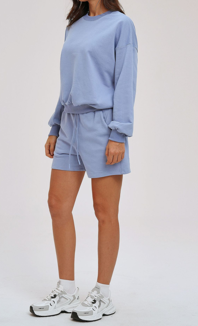 Kenna Cotton Sweatshirt & Relaxed Shorts Set
