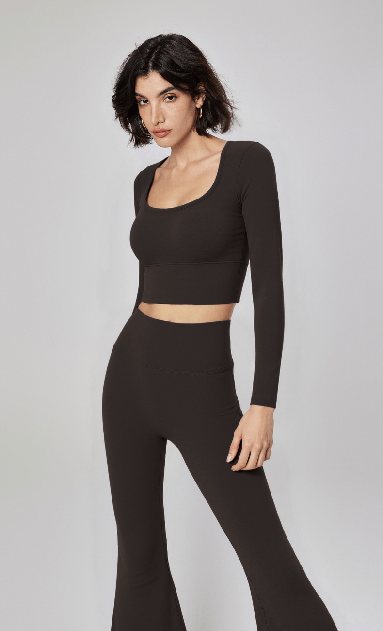 WOO YOGA Tops & Tees Elena Seamless Slim Fit Cropped Long Sleeve 
