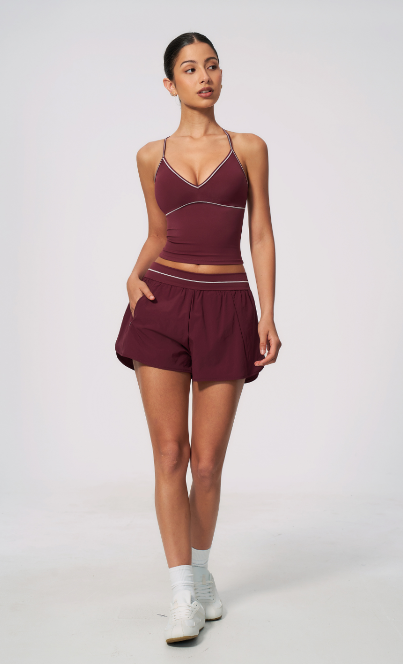Arielle V-Neck Cami Flowy Shorts Workout Set