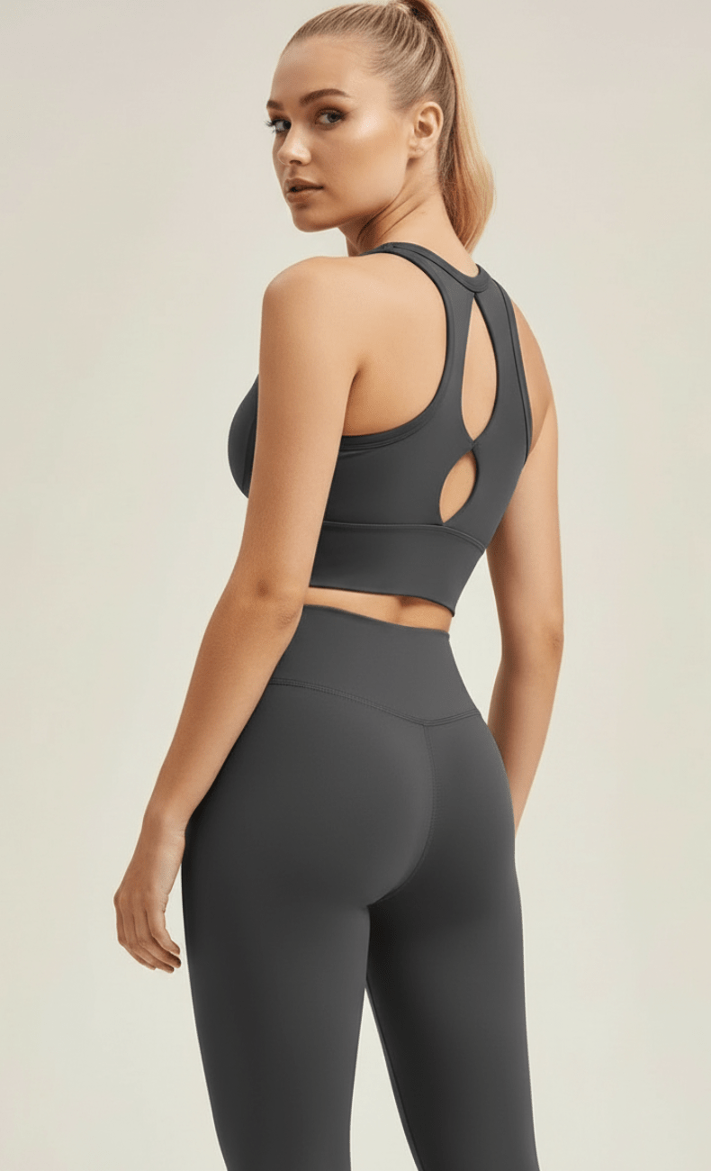 WOO YOGA Sports Bras Lindsey Teardrop Open-Back Built-In Bra Tank Top 