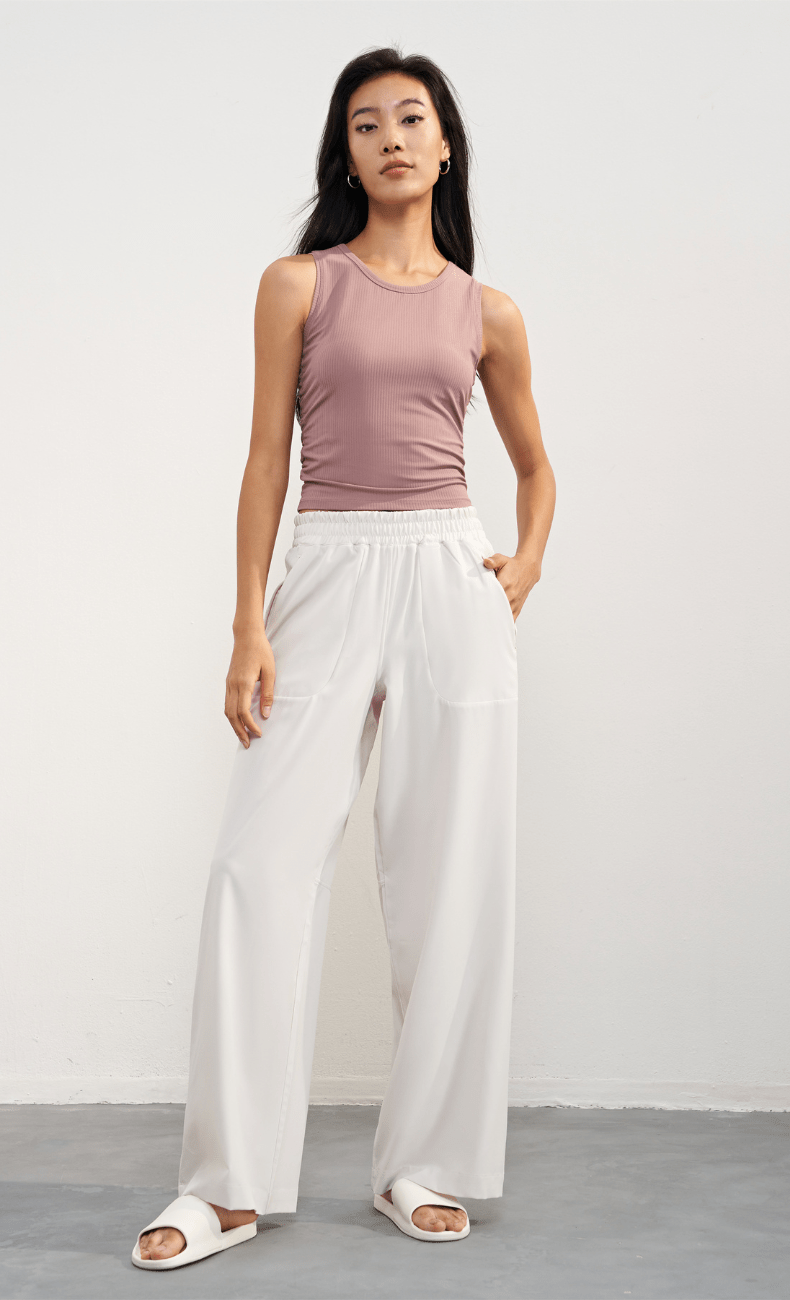WOO YOGA Sports Bras Blanca Ribbed Tank Top 