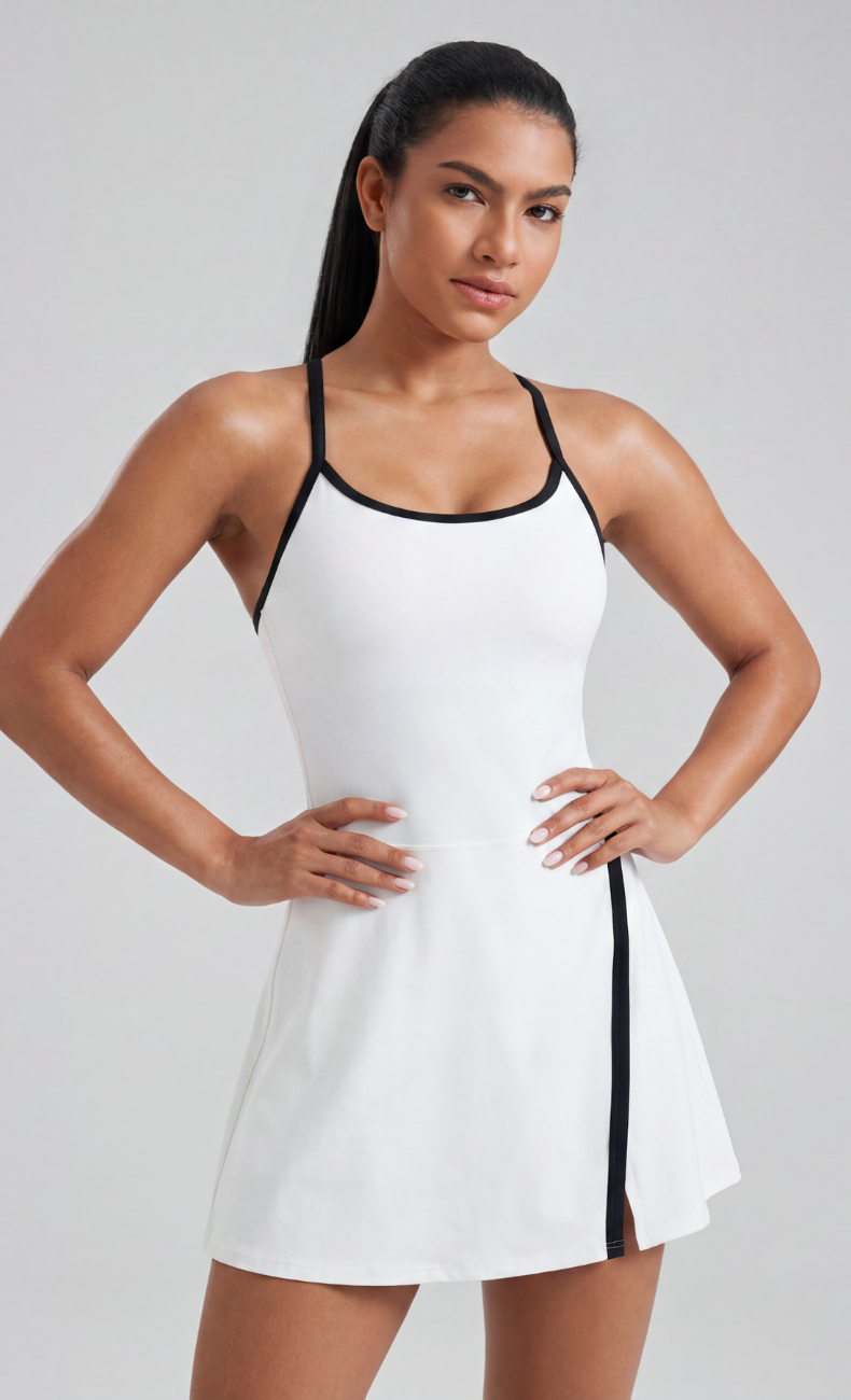 Andrea Sculpt Backless Tennis Dress with Built In Short
