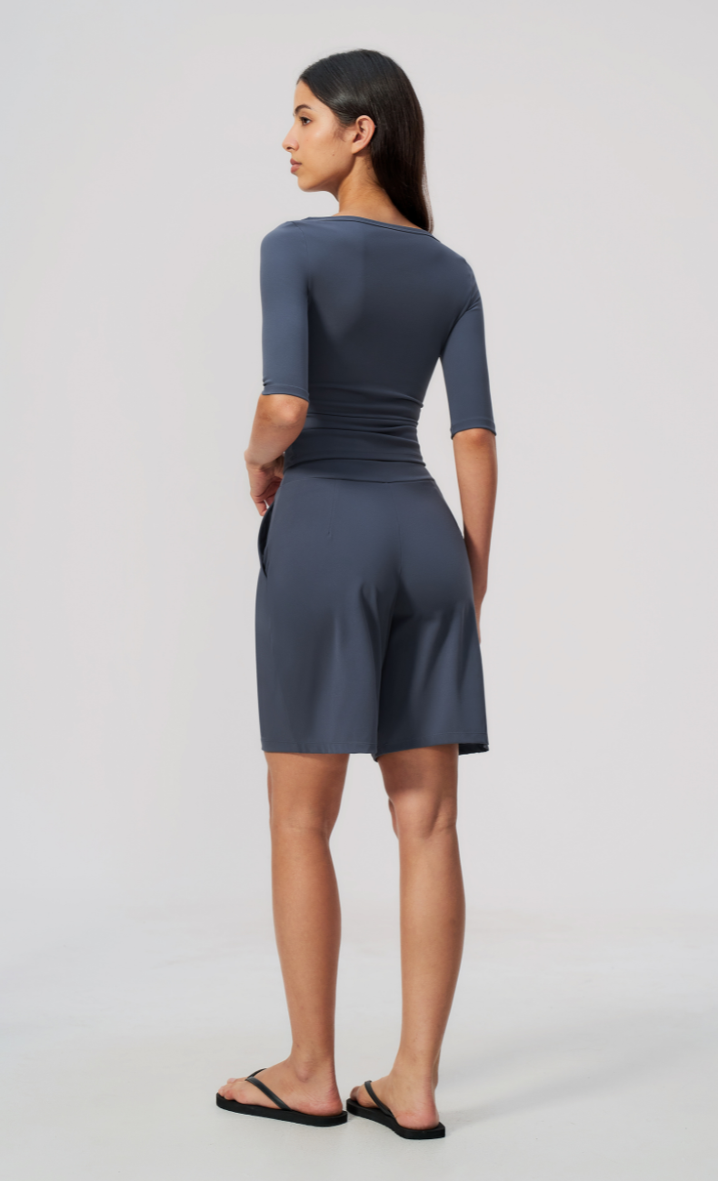 Taylor Boat Neck Pleated Shorts Set