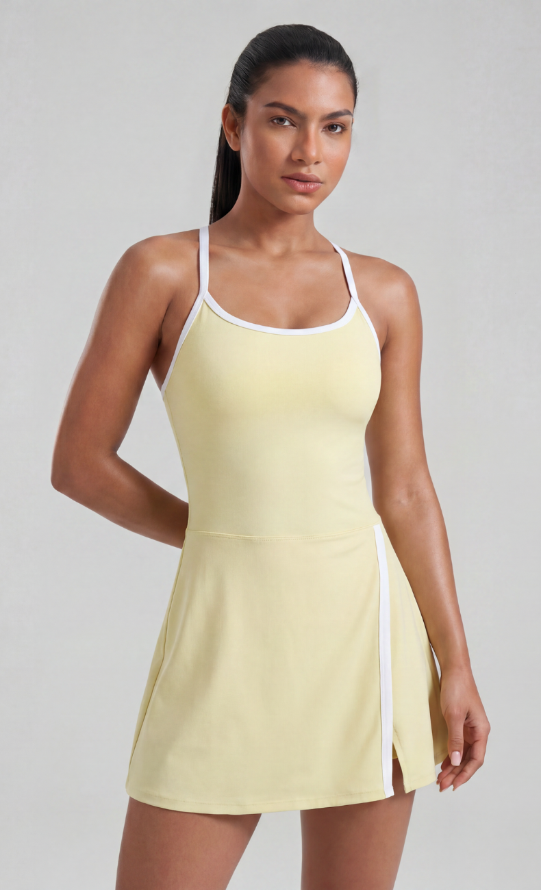 Andrea Sculpt Backless Tennis Dress with Built In Short
